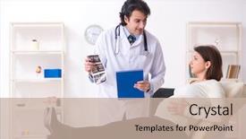  Presentation with pregnant woman cleaning - Slide deck featuring doppler - old pregnant woman visiting young background and a soft green colored foreground