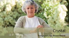  Presentation with elderly home - Slides enhanced with dor cabe - elderly woman with her walking background and a mint green colored foreground