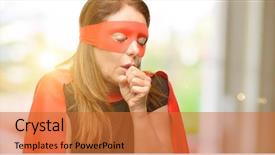  Presentation with hero mask woman - Cool new presentation theme with dor cabe - middle age super hero woman backdrop and a red colored foreground