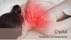  Presentation with pain - Theme with dor cabe - redhaired woman having a rolling background and a coral colored foreground