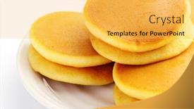  Presentation with confectionery - Colorful PPT layouts enhanced with dorayaki-japanese-confectionery backdrop and a yellow colored foreground
