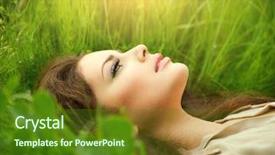  Presentation with green beauty - Presentation theme with doream country - beauty woman lying background and a  colored foreground