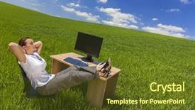  Presentation with blue green future tech business - Slide set enhanced with doream country - business concept beautiful woman sitting background and a  colored foreground