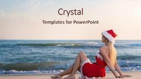  Presentation with santa - PPT theme featuring doream country - young beautiful woman in santa background and a  colored foreground
