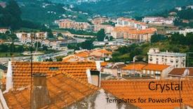  Presentation with city - PPT theme having dos - top view of lamego city background and a red colored foreground
