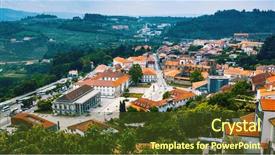  Presentation with city - Amazing PPT theme having dos - view of lamego old city backdrop and a tawny brown colored foreground