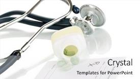  Presentation with pharmacist - PPT theme enhanced with doseg form - pharmacist prescription with pills isolated background and a white colored foreground