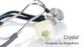  Presentation with pharmacist - Slide deck enhanced with doseg form - pharmacist prescription with pills isolated background and a white colored foreground