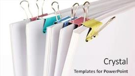  Presentation with binder - PPT theme featuring dossier - documents with binder clips close background and a white colored foreground