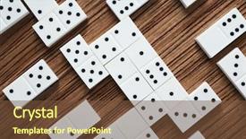  Presentation with gear wheels on wooden - Presentation design consisting of dot backgrounds - heap of dominoes on wooden background and a  colored foreground