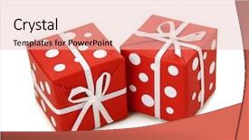  Presentation with fade blue painted red white - Presentation design having dot backgrounds - red and white gift boxes background and a lemonade colored foreground