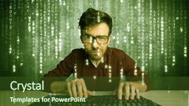  Presentation with scanning - Slide deck having talented hacker scanning online passwords background and a tawny brown colored foreground