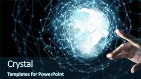  Presentation with connection - Beautiful PPT theme featuring dotnet technology - global connection concept with digital backdrop and a navy blue colored foreground