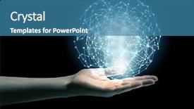  Presentation with connection - PPT theme consisting of dotnet technology - global connection concept with digital background and a teal colored foreground