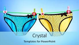  Presentation with pink and blue - PPT layouts featuring pink polka dots - woman's panties hanging on blue background and a arctic colored foreground