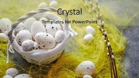  Presentation with white easter lily flowers - Beautiful slide deck featuring dotted eggs in the nest backdrop and a mint green colored foreground