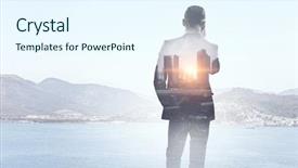  Presentation with city - Slides having double - he is going to rule background and a sky blue colored foreground