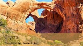  Presentation with unique red chair - Slide deck with double-arch-picturesque-red-brown background and a yellow colored foreground