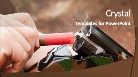  Presentation with hunting double barrel vintage shotgun - Slides having double barreled over under shotgun background and a coral colored foreground