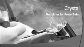  Presentation with gun - Amazing PPT layouts having double barreled over under shotgun backdrop and a gray colored foreground
