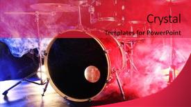  Presentation with drum - Slide set enhanced with double bass - drum set in smoke background and a red colored foreground