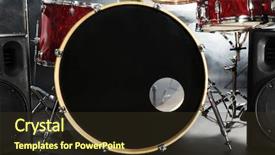  Presentation with drum - Amazing slide set having double bass - drum set in smoke backdrop and a tawny brown colored foreground