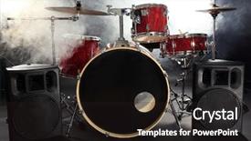  Presentation with drum - Theme enhanced with double bass - drum set in smoke background and a wine colored foreground