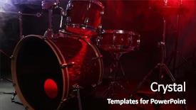  Presentation with drum - PPT layouts enhanced with double bass - drum set in smoke background and a black colored foreground