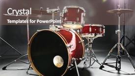  Presentation with drum - Presentation with double bass - drum set on a stage background and a violet colored foreground