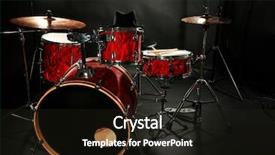  Presentation with drum - Theme having double bass - drum set on a stage background and a wine colored foreground