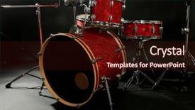  Presentation with drum - Amazing presentation theme having double bass - drum set on a stage backdrop and a wine colored foreground