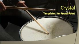  Presentation with drums - Cool new PPT theme with double bass - drummer playing the drums closeup backdrop and a wine colored foreground