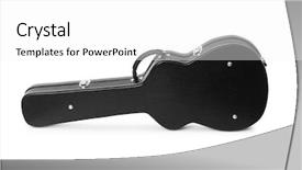  Presentation with bass guitar - PPT theme enhanced with double bass - guitar case isolated background and a  colored foreground