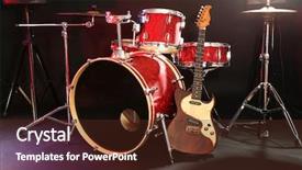  Presentation with stage - Beautiful theme featuring double bass - musical instruments on a stage backdrop and a tawny brown colored foreground