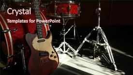  Presentation with stage - Audience pleasing slides consisting of double bass - musical instruments on a stage backdrop and a wine colored foreground