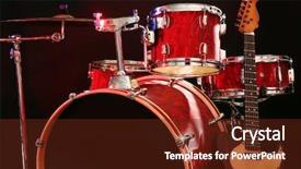  Presentation with stage - Colorful presentation theme enhanced with double bass - musical instruments on a stage backdrop and a tawny brown colored foreground