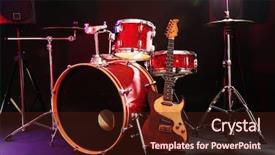  Presentation with stage - Presentation theme having double bass - musical instruments on a stage background and a wine colored foreground