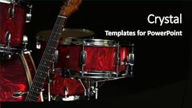  Presentation with stage - PPT layouts consisting of double bass - musical instruments on a stage background and a black colored foreground