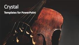  Presentation with musical instrument - Amazing PPT layouts having double bass - part of musical string instrument backdrop and a dark gray colored foreground