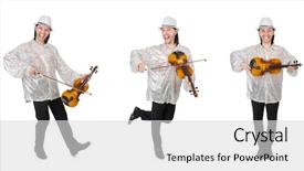  Presentation with young - PPT layouts with double bass - young man playing violin isolated background and a light gray colored foreground