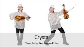  Presentation with young children playing multicultural - Amazing theme having double bass - young man playing violin isolated backdrop and a light gray colored foreground