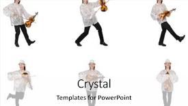  Presentation with young children playing multicultural - Amazing theme having double bass - young man playing violin isolated backdrop and a white colored foreground