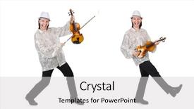  Presentation with young children playing - Beautiful slide deck featuring double bass - young man playing violin isolated backdrop and a light gray colored foreground