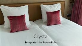  Presentation with bed hotel - PPT layouts consisting of double-bed-in-a-hotel background and a light gray colored foreground
