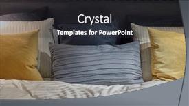  Presentation with bed hotel - Amazing PPT theme having double-bed-in-a-hotel backdrop and a dark gray colored foreground