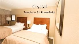  Presentation with bed hotel - Beautiful PPT theme featuring double-bed-in-the-hotel backdrop and a lemonade colored foreground