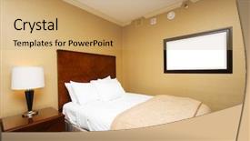  Presentation with bed hotel - Presentation having double-bed-in-the-hotel background and a coral colored foreground