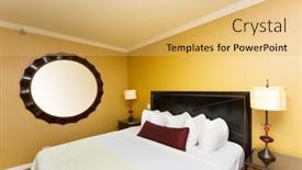  Presentation with bed hotel - Beautiful PPT layouts featuring double bed in the hotel room backdrop and a yellow colored foreground