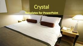  Presentation with bed hotel - Slide deck consisting of double bed in the hotel background and a tawny brown colored foreground