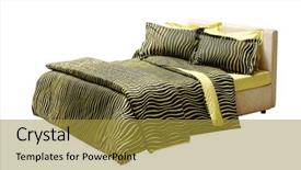  Presentation with animal print - PPT theme consisting of double bed isolated on white background and a gold colored foreground